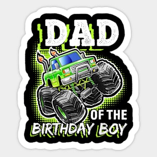 Mens Dad Of The Birthday Boy Monster Truck Birthday Novelty Sticker